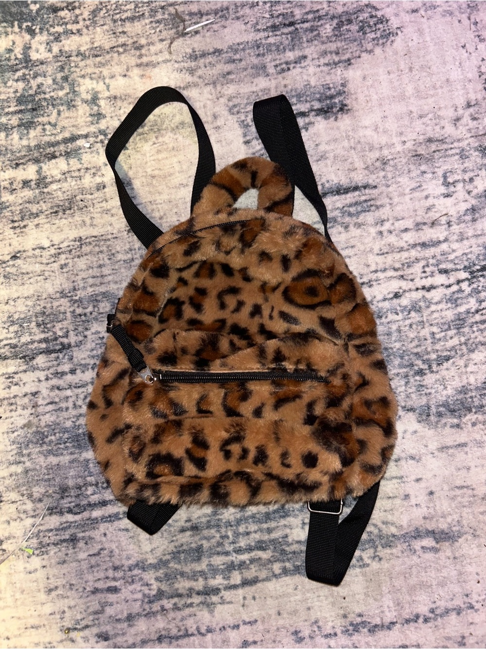 Art Class Faux Fur Leopard Print Mini Backpack